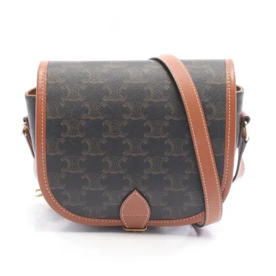 Pre-owned Celine Brown Coated Canvas Leather Shoulder Bag ()