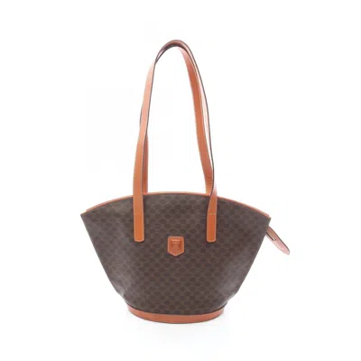 Pre-owned Celine Brown Coated Canvas Leather Tote Bag ()