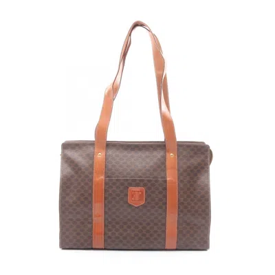Pre-owned Celine Brown Coated Canvas Leather Tote Bag ()