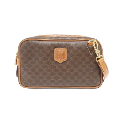 Pre-owned Celine Brown Coated Canvas Shoulder Bag ()