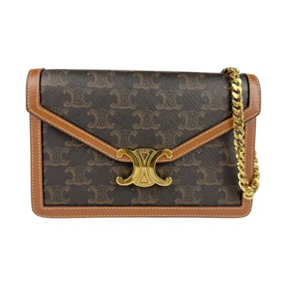 Pre-owned Celine Brown Coated Canvas Shoulder Bag ()
