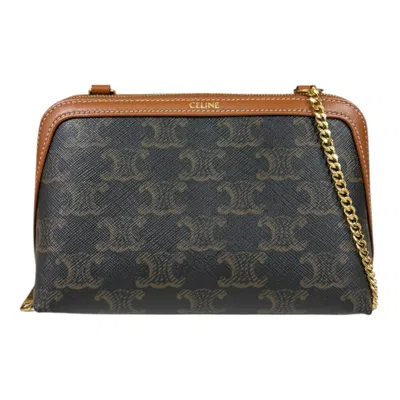 Pre-owned Celine Brown Coated Canvas Shoulder Bag ()