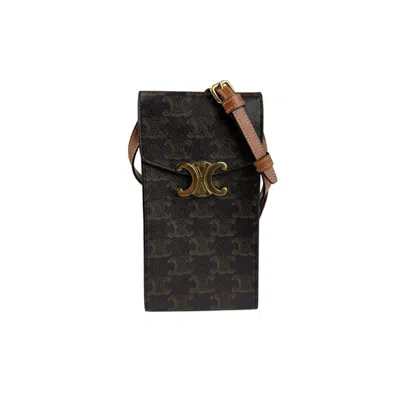 Pre-owned Celine Brown Coated Canvas Shoulder Bag ()