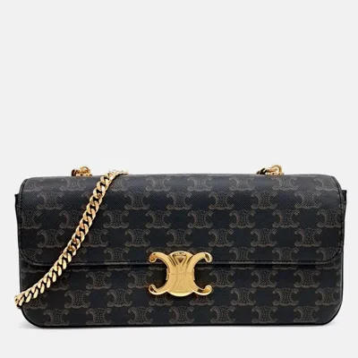 Pre-owned Celine Brown Coated Canvas Triumph Chain Shoulder Bag