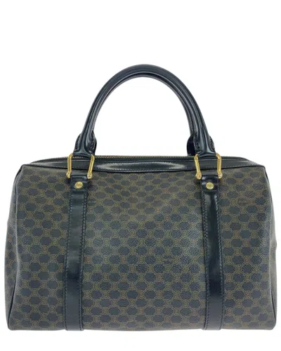 Celine Brown Coated/waterproof Canvas Macadam Boston Handbag (authentic Pre-  Loved) In Neutral