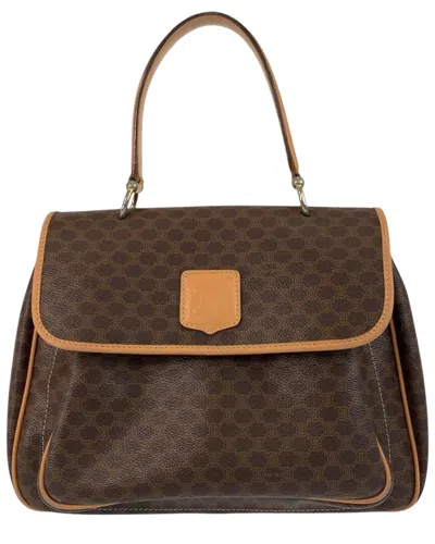 Celine Brown Coated/waterproof Canvas Macadam Handbag (authentic Pre-loved)