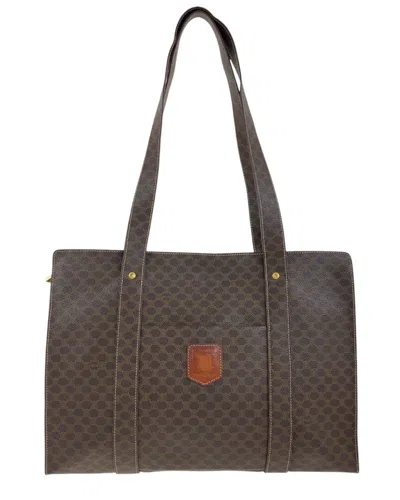 Pre-owned Celine Brown Coated/waterproof Canvas Macadam Tote (authentic Pre-loved)