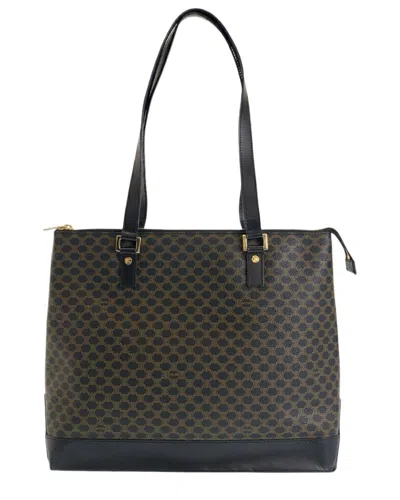 Pre-owned Celine Brown Coated/waterproof Canvas Macadam Tote (authentic Pre-loved)