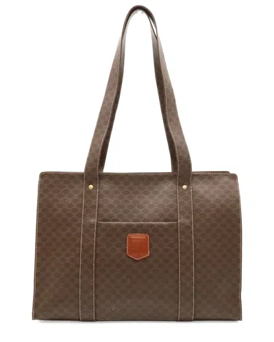 Pre-owned Celine Brown Coated/waterproof Canvas Macadam Tote (authentic Pre-loved)
