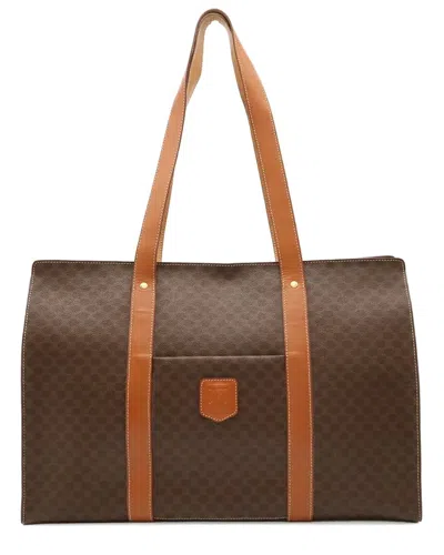 Pre-owned Celine Brown Coated/waterproof Canvas Macadam Tote (authentic Pre-loved)