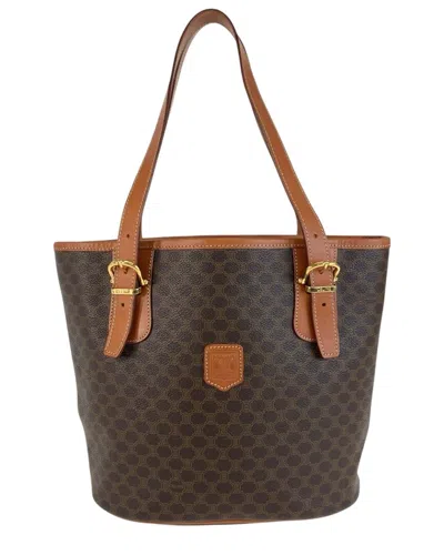 Pre-owned Celine Brown Coated/waterproof Canvas Macadam Tote (authentic Pre-loved)