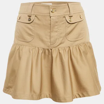 Pre-owned Celine Brown Cotton Flared Mini Skirt S