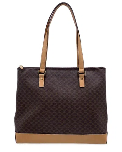 Celine Brown Cotton Tote Macadam (authentic Pre-loved)