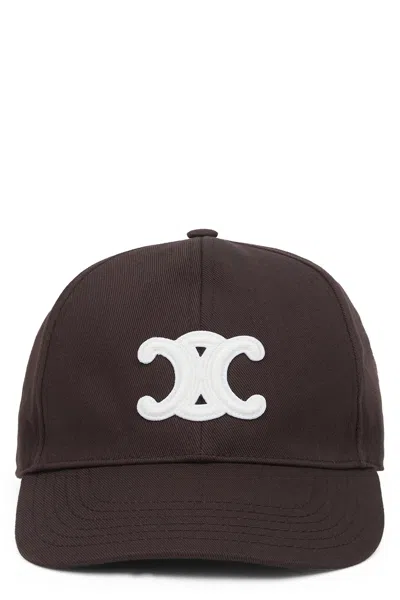 Celine Brown Cotton Triomphe Baseball Hat