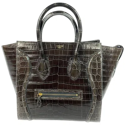 Pre-owned Celine Brown Crocodile Medium Phantom Luggage Tote Bag