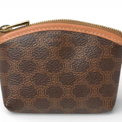 Pre-owned Celine Brown Dark Brown Pvc Coated Canvas Coin Purse/coin Case ()