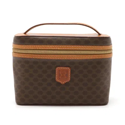 Pre-owned Celine Brown Dark Brown Pvc Leather Handbag Pouch Vanity Bag ()