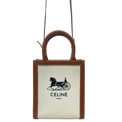 Pre-owned Celine Brown Ivory Canvas Shoulder Bag ()