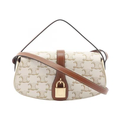 Pre-owned Celine Brown Ivory Coated Canvas Pvc Leather Shoulder Bag ()