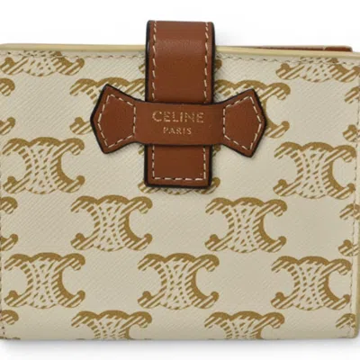 Pre-owned Celine Brown Ivory Coated Canvas Wallet (bi-fold) ()