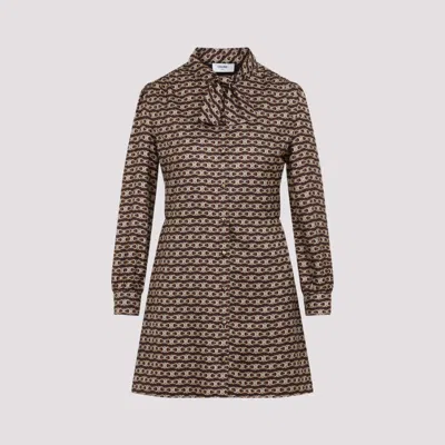 CELINE BROWN LAVALLIERE PAPILLON MINI DRESS