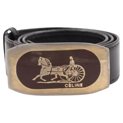 Pre-owned Celine Brown Leather Belt With Carriage Buckle