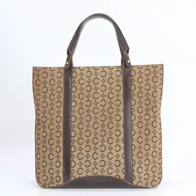 Pre-owned Celine Brown Leather Canvas Shoulder Bag Tote Bag ()