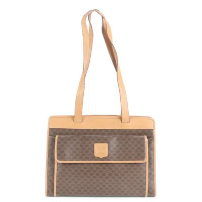 Pre-owned Celine Brown Leather Coated Canvas Tote Bag ()