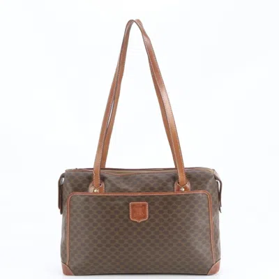 Pre-owned Celine Brown Leather Coated Canvas Tote Bag ()