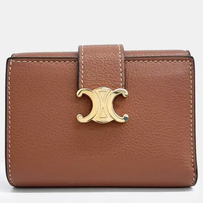 Pre-owned Celine Brown Leather Fine Strap Wallet