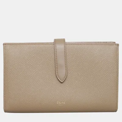 Pre-owned Celine Brown Leather Large Strap Wallet
