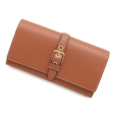 Pre-owned Celine Brown Leather Long Wallet (bi-fold) ()