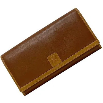 Pre-owned Celine Brown Leather Long Wallet (bi-fold) ()