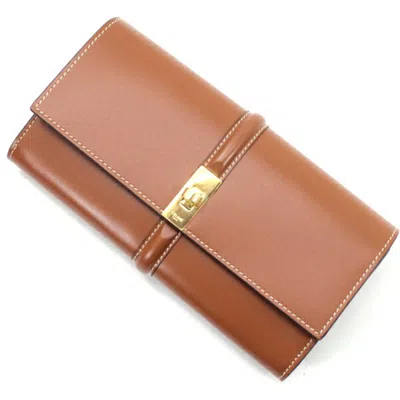 Pre-owned Celine Brown Leather Long Wallet (bi-fold) ()