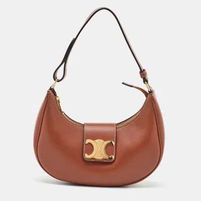 Pre-owned Celine Brown Leather Medium Ava Triomphe Shoulder Bag