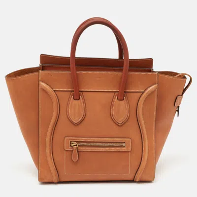 Pre-owned Celine Brown Leather Mini Luggage Tote