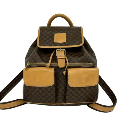 Pre-owned Celine Brown Leather Pvc Backpack ()