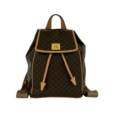 Pre-owned Celine Brown Leather Pvc Backpack ()