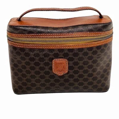 Pre-owned Celine Brown Leather Pvc Handbag Pouch Vanity Bag ()