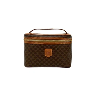 Pre-owned Celine Brown Leather Pvc Handbag Pouch Vanity Bag ()