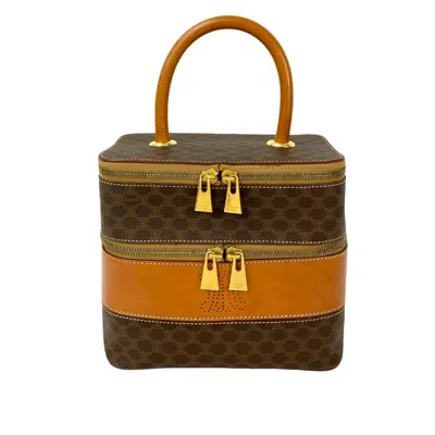 Pre-owned Celine Brown Leather Pvc Handbag Vanity Bag ()