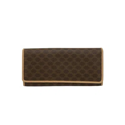 Pre-owned Celine Brown Leather Pvc Long Wallet (bi-fold) ()