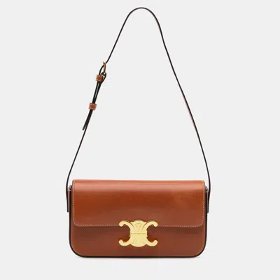 Pre-owned Celine Brown Leather Triomphe Claude Shoulder Bag