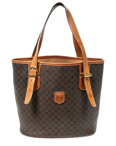 Celine Brown Macadam Coated Canvas Bucket Tote (authentic Pre-loved)