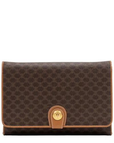 Celine Brown Macadam Coated Canvas Flap Crossbody Pouch (authentic Pre-loved)
