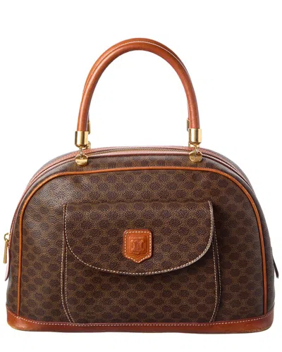 Celine Brown Macadam Coated Canvas Hand Bag (authe