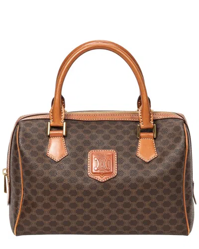 Celine Brown Macadam Coated Canvas Mini Boston (authentic Pre-loved)