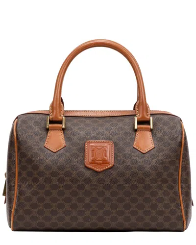 Celine Brown Macadam Coated Canvas Mini Boston (authentic Pre-loved)