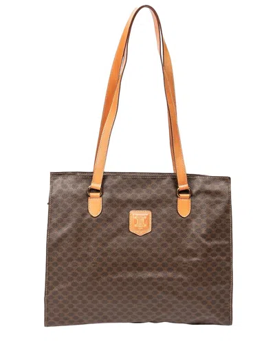Celine Brown Macadam Coated Canvas Square Shopping Tote (authentic Pre-loved)