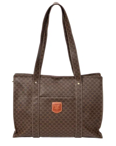 Celine Brown Macadam Coated Canvas Square Zip Shopping Tote (authentic Pre-  Loved)